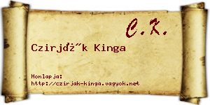 Czirják Kinga névjegykártya